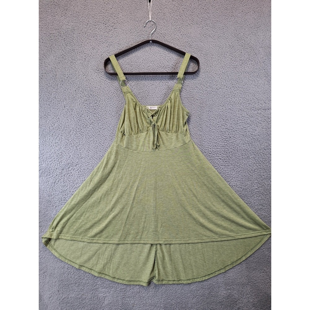 DRESSFO Dress Womens Size 6 Olive Green Flowy High Low Tie Neck Feminine Party